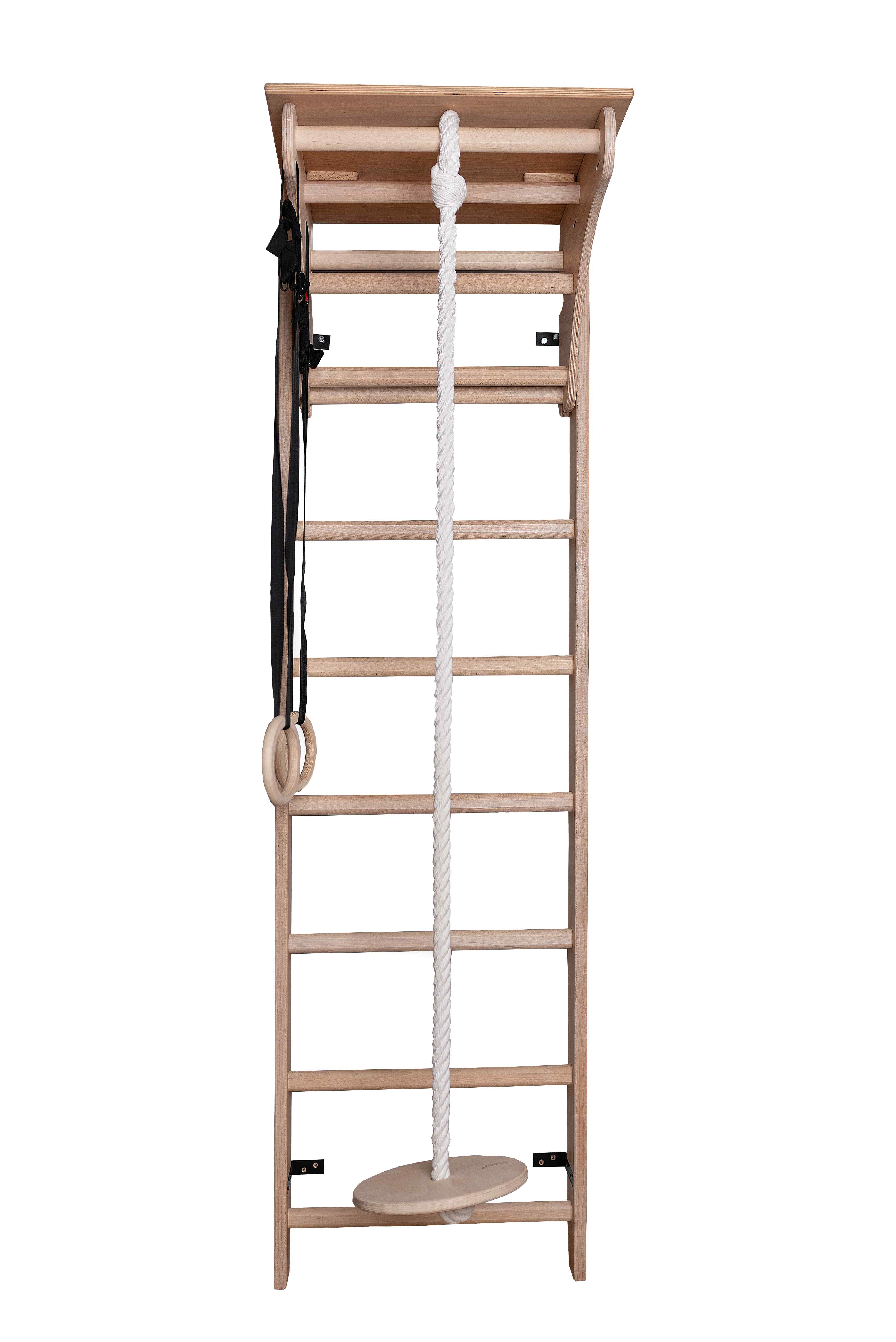 BenchK 112 Wooden Wall Bars with Desk & Gymnastics Accessories Swedish Ladder Home Gym Equipment
